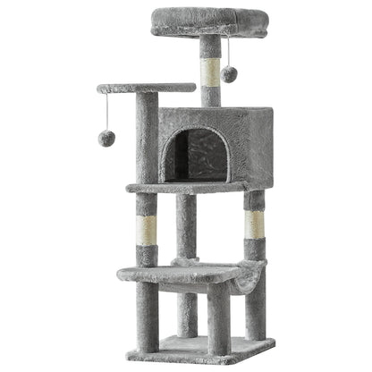 Tall Multi-Cat Climbing Cat Tree Tower – 44&quot; Indoor Cat Furniture with Sisal Scratching Posts &amp; Cozy Pet House