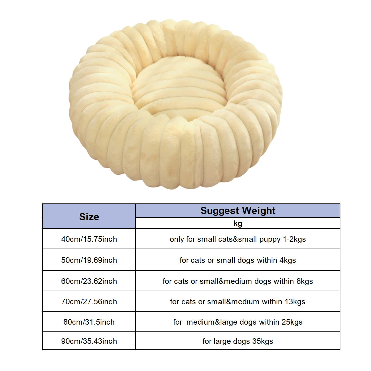 Round Pet Bed for Large Dogs &amp; Cats – Winter Warm Sofa Bed, Washable, Cozy All-Season Dog Bed