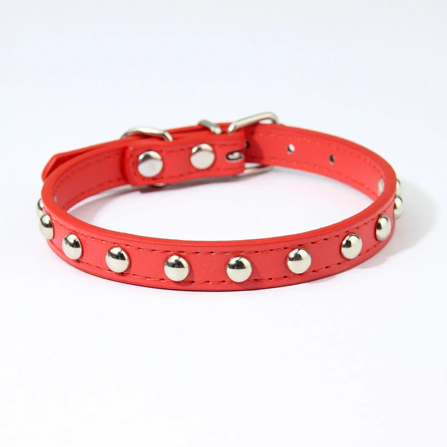 Rivet Anti-Bite Leather Dog &amp; Cat Collar – Durable Studded Collar - Pet Neck Strap
