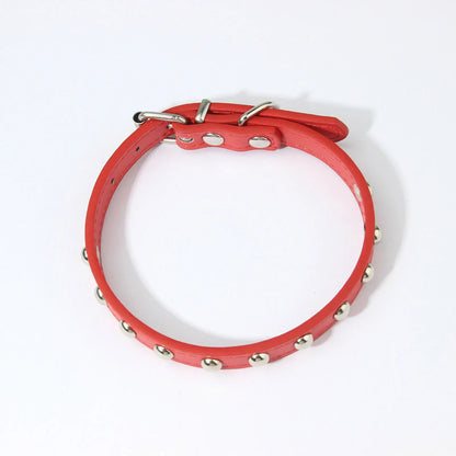 Rivet Anti-Bite Leather Dog &amp; Cat Collar – Durable Studded Collar - Pet Neck Strap