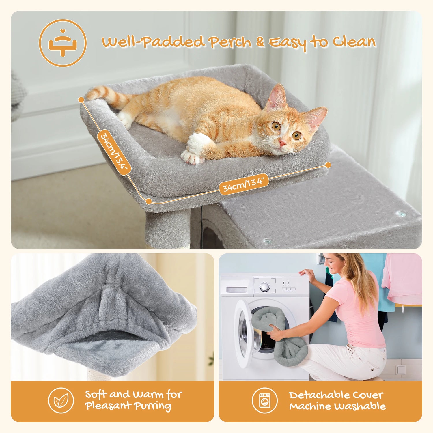 Large Cat Tree for Indoor Cats, Multi-Level Cat Tower with Sisal Scratching Post, 2 Spacious Condo, Cat Scratching Pad, Cat Toys