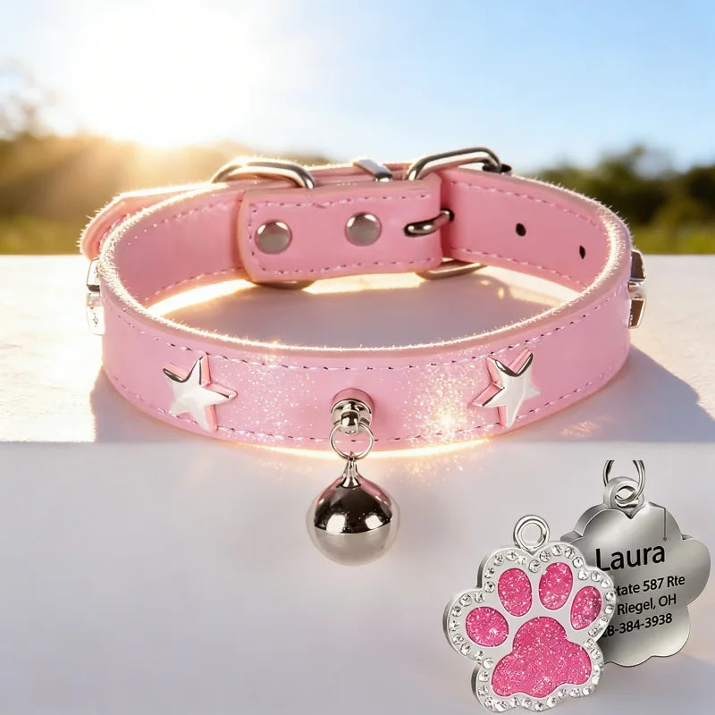 Fashionable Elegant Pet Leather Collar – Adjustable Collar for Small &amp; Medium Dogs and Cats, Durable Walking &amp; Training Pet Accessory