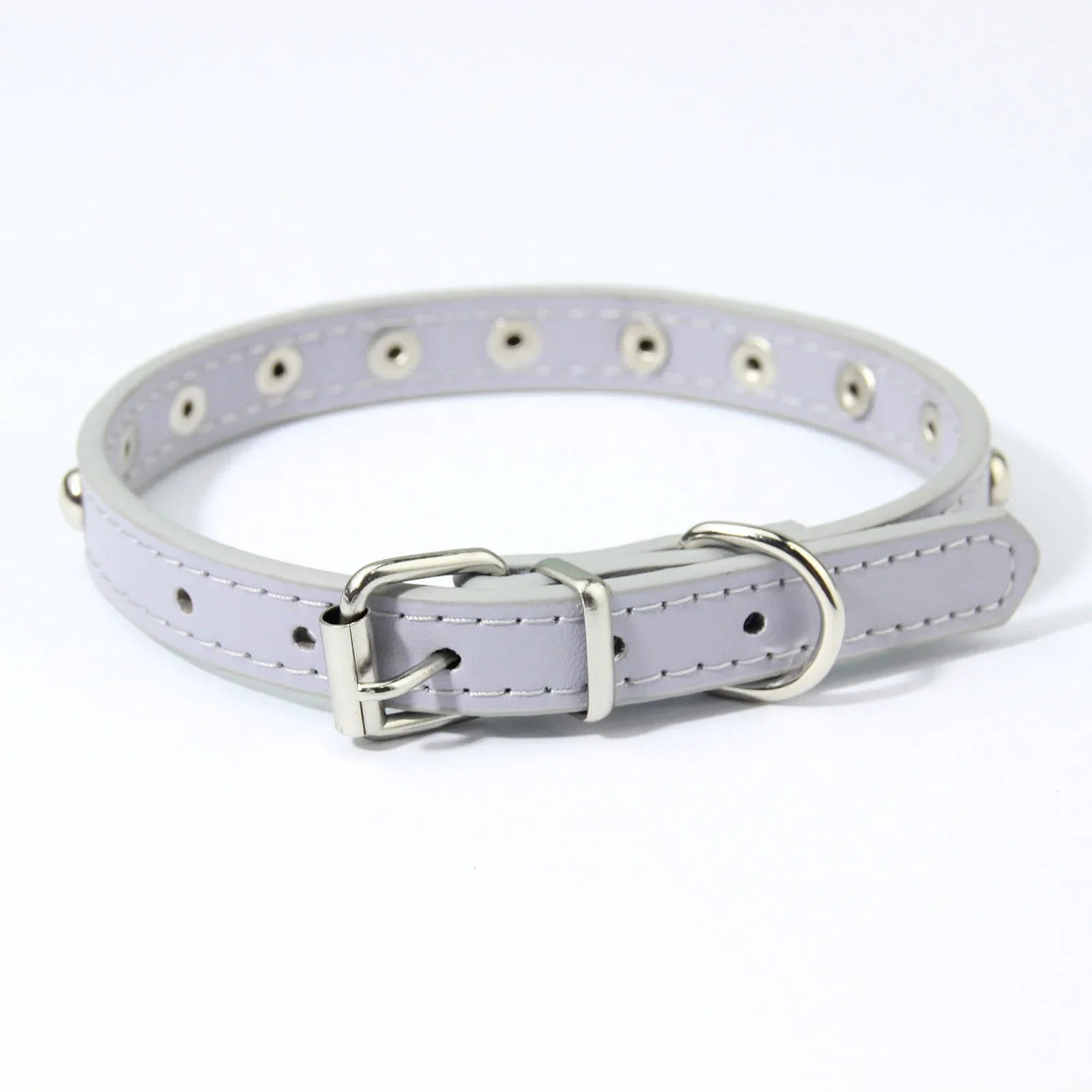 Rivet Anti-Bite Leather Dog &amp; Cat Collar – Durable Studded Collar - Pet Neck Strap