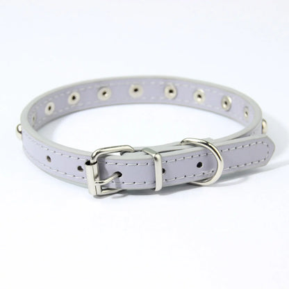 Rivet Anti-Bite Leather Dog &amp; Cat Collar – Durable Studded Collar - Pet Neck Strap