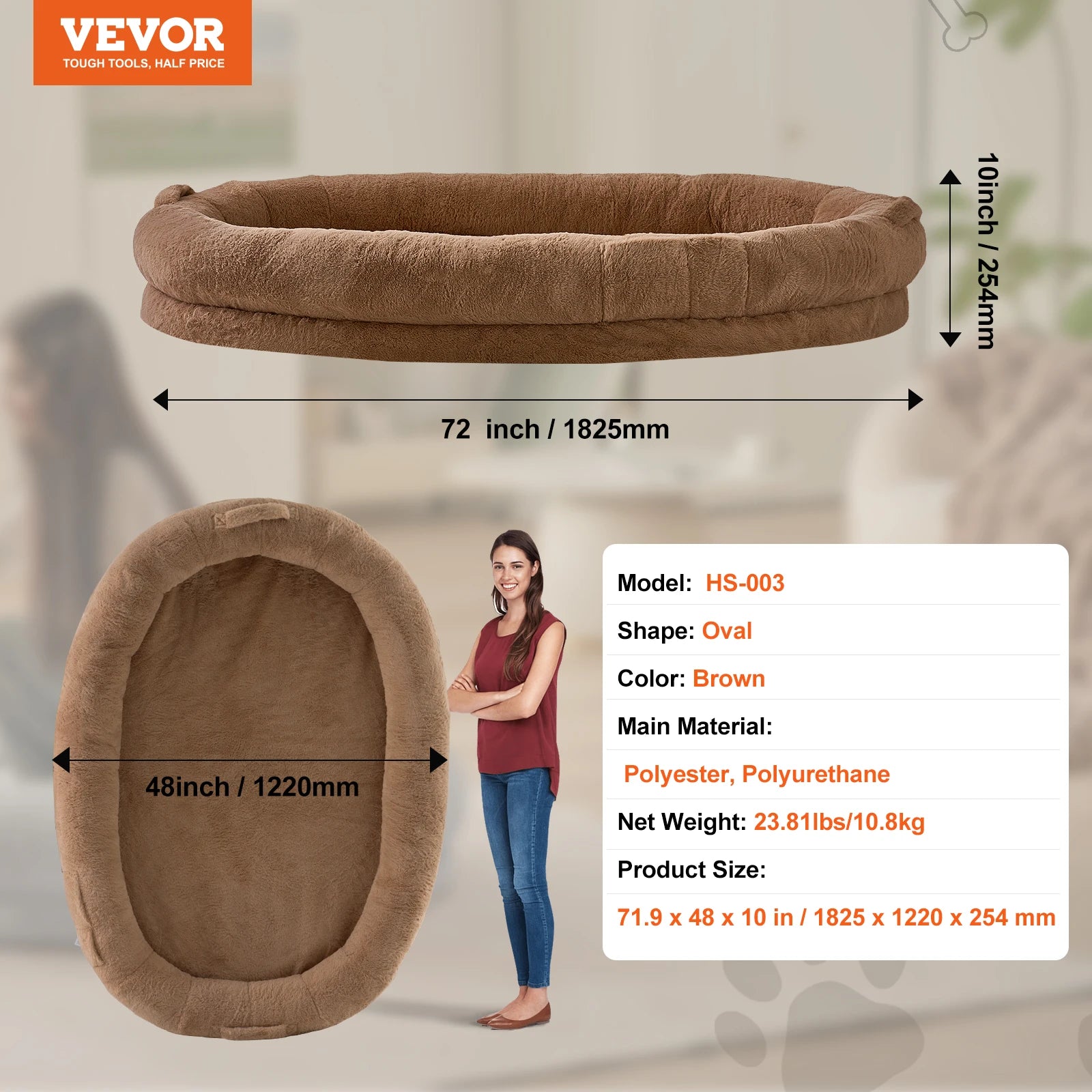 Human Dog Bed – Cozy Bedding with Washable Cover, Orthopedic Egg Foam