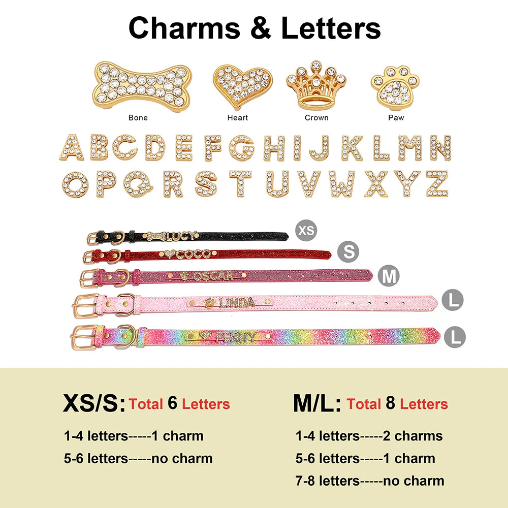 Personalized Bling Rhinestone Dog Collar – Custom Name Collar for Small Dogs &amp; Cats