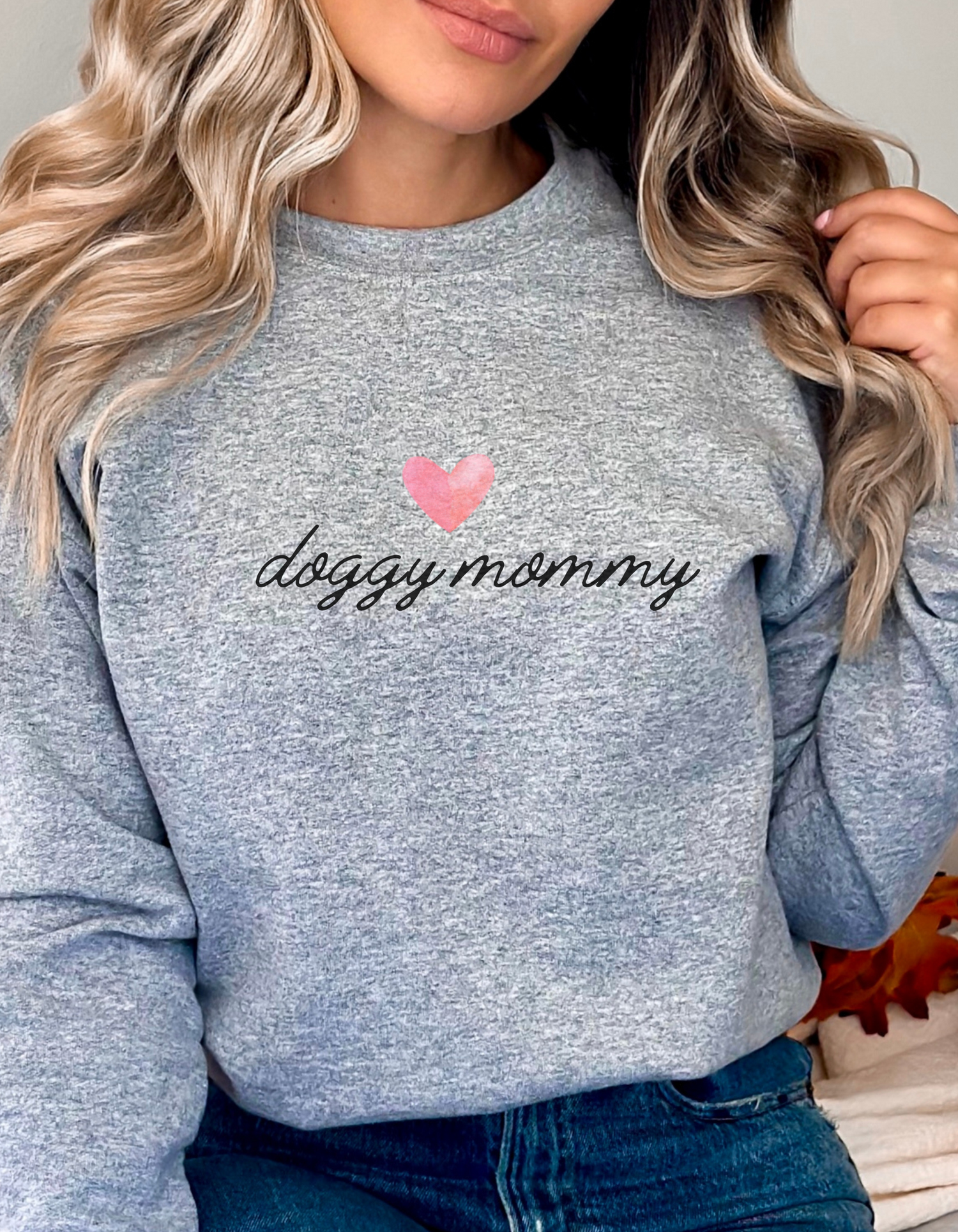 Doggy Mommy Classic Crewneck Sweatshirt with Heart – Perfect Gift for Dog Lovers