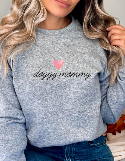 Doggy Mommy Classic Crewneck Sweatshirt with Heart – Perfect Gift for Dog Lovers