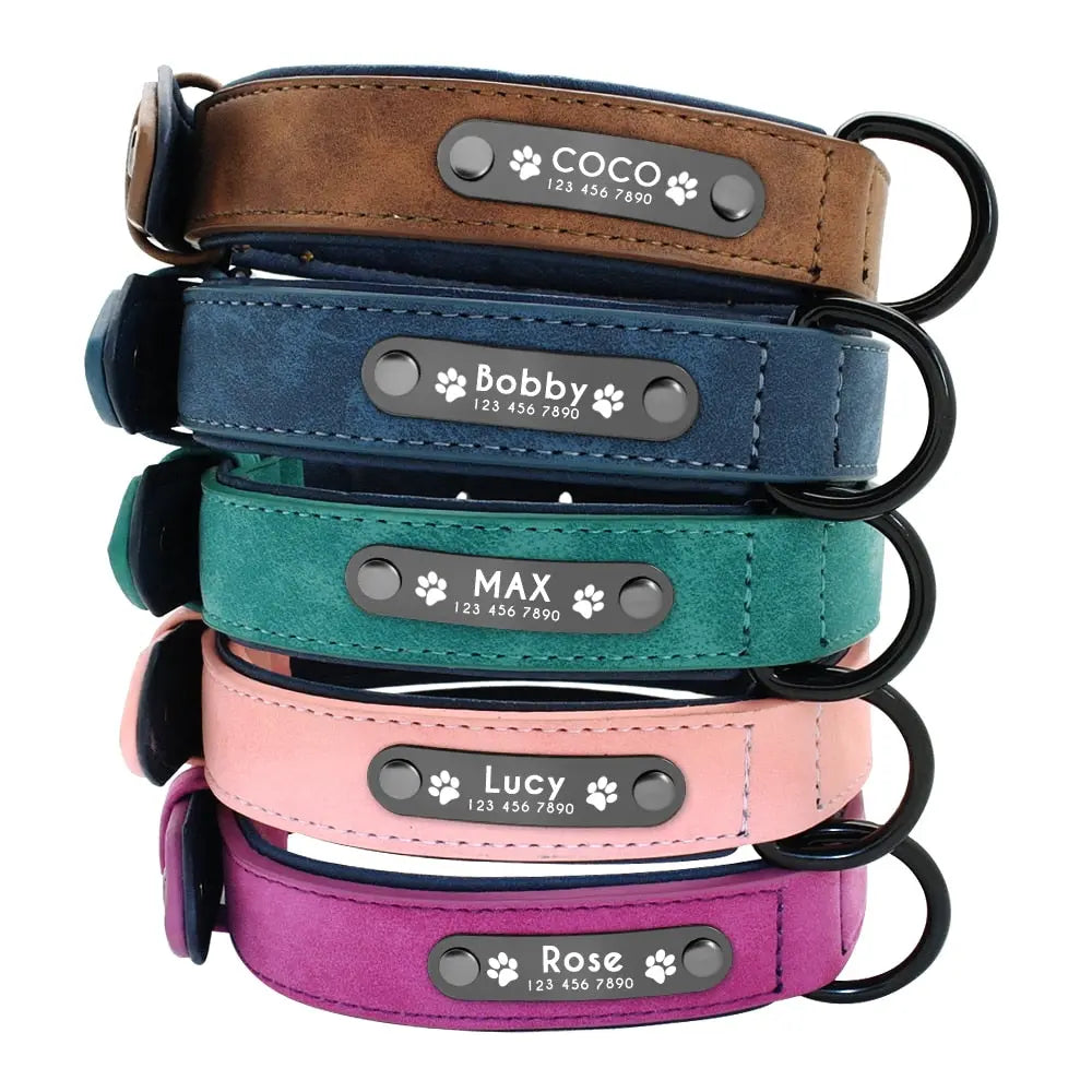Personalized Leather Dog Collars Name ID Tags For Small Medium Large Dogs Pitbull Bulldog Beagle Correa Perro My Magnolia Shop
